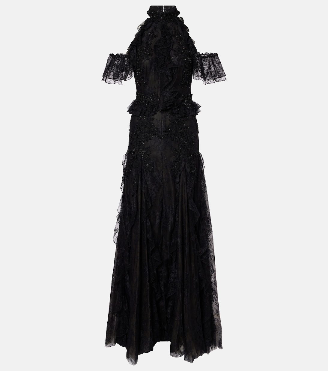 

Кружевное платье с халтернеем Costarellos, черный