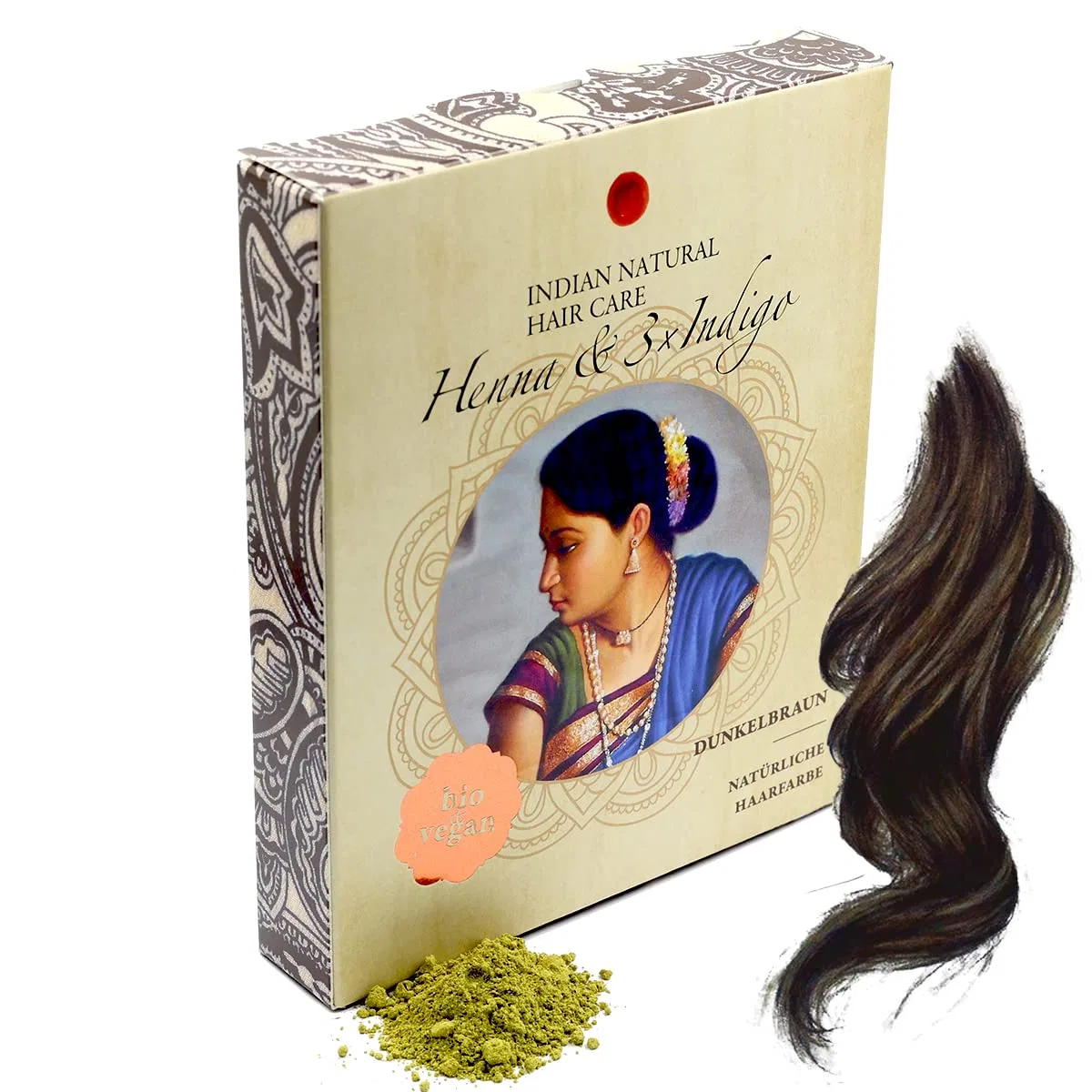 Натуральная краска для волос Henna & Indigo, темно-коричневая, 200 г Indian Natural Hair Care