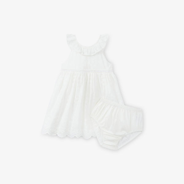 

Комплект из платья с рюшами и хлопковых брючек 0-18 месяцев The Little White Company, белый