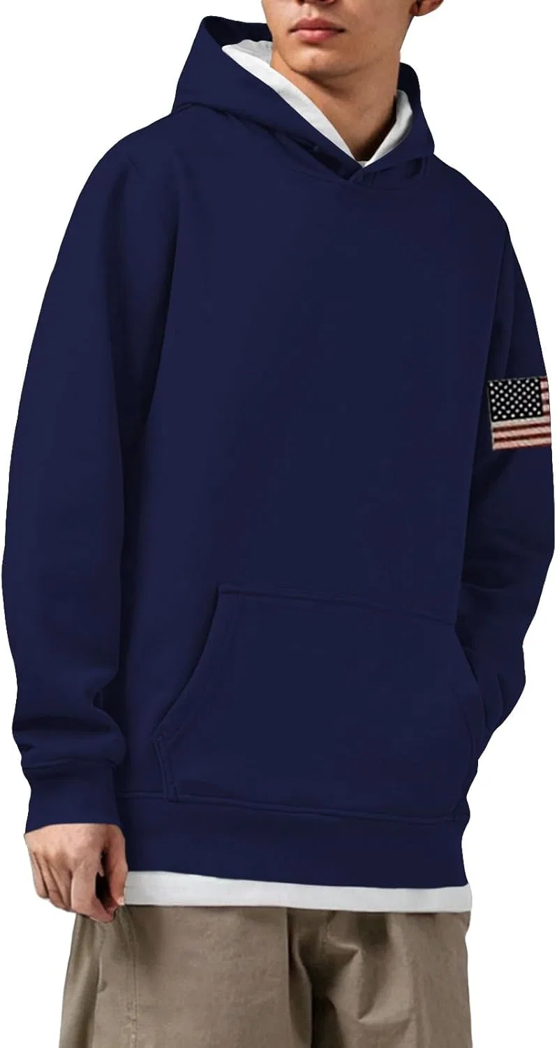 Худи мужское с принтом флага США, на молнии, с капюшоном, Dark Blue