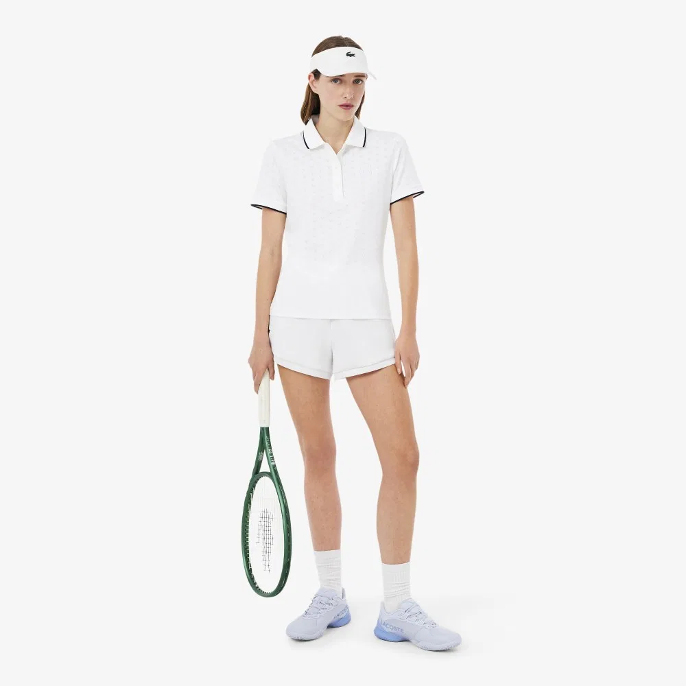 Футболка-поло Lacoste Tennis Heritage V-cut, женская, белая — фото 4
