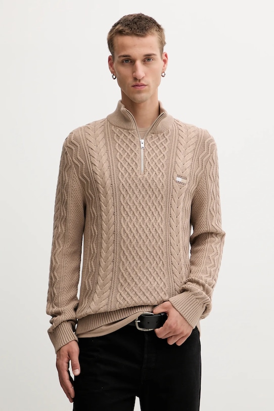 

Хлопковый свитер Tommy Jeans, коричневый