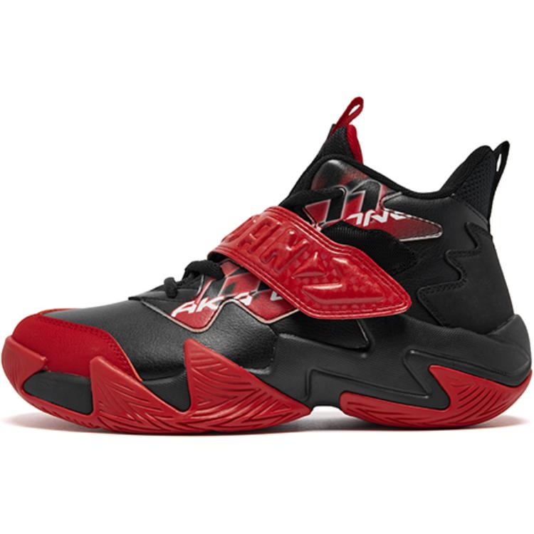 

Антискользящие износостойкие баскетбольные кроссовки Mid-Top для детей Black Red подростки QIAODAN, черный/Koi красный