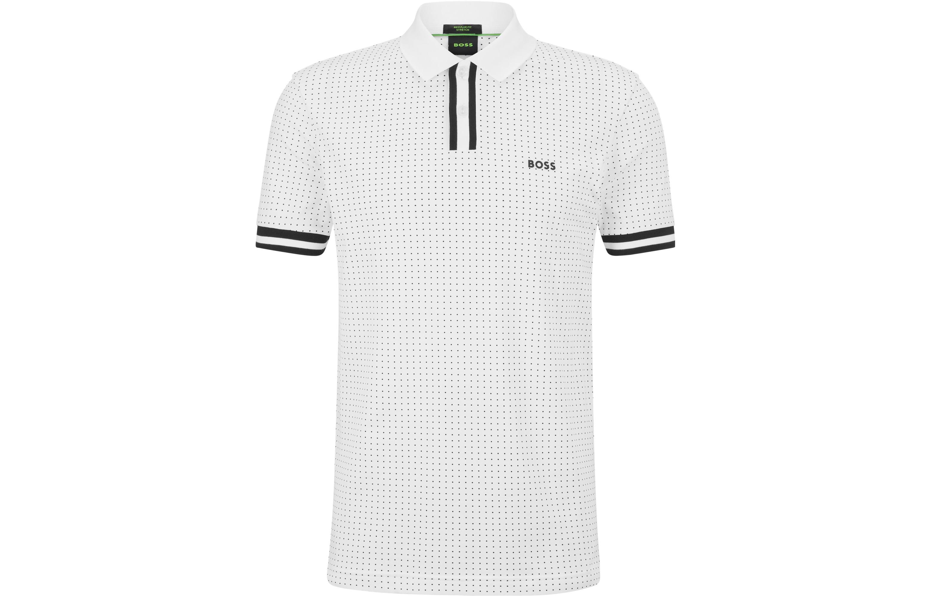 

HUGO BOSS Мужские поло белого цвета с воротником-поло, умеренно прямой крой, Белый, HUGO BOSS Мужские поло белого цвета с воротником-поло, умеренно прямой крой