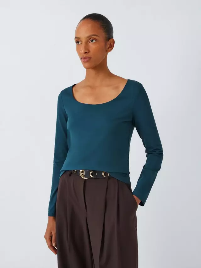 

Топ John Lewis Scoop Neck Cotton, цвет teal