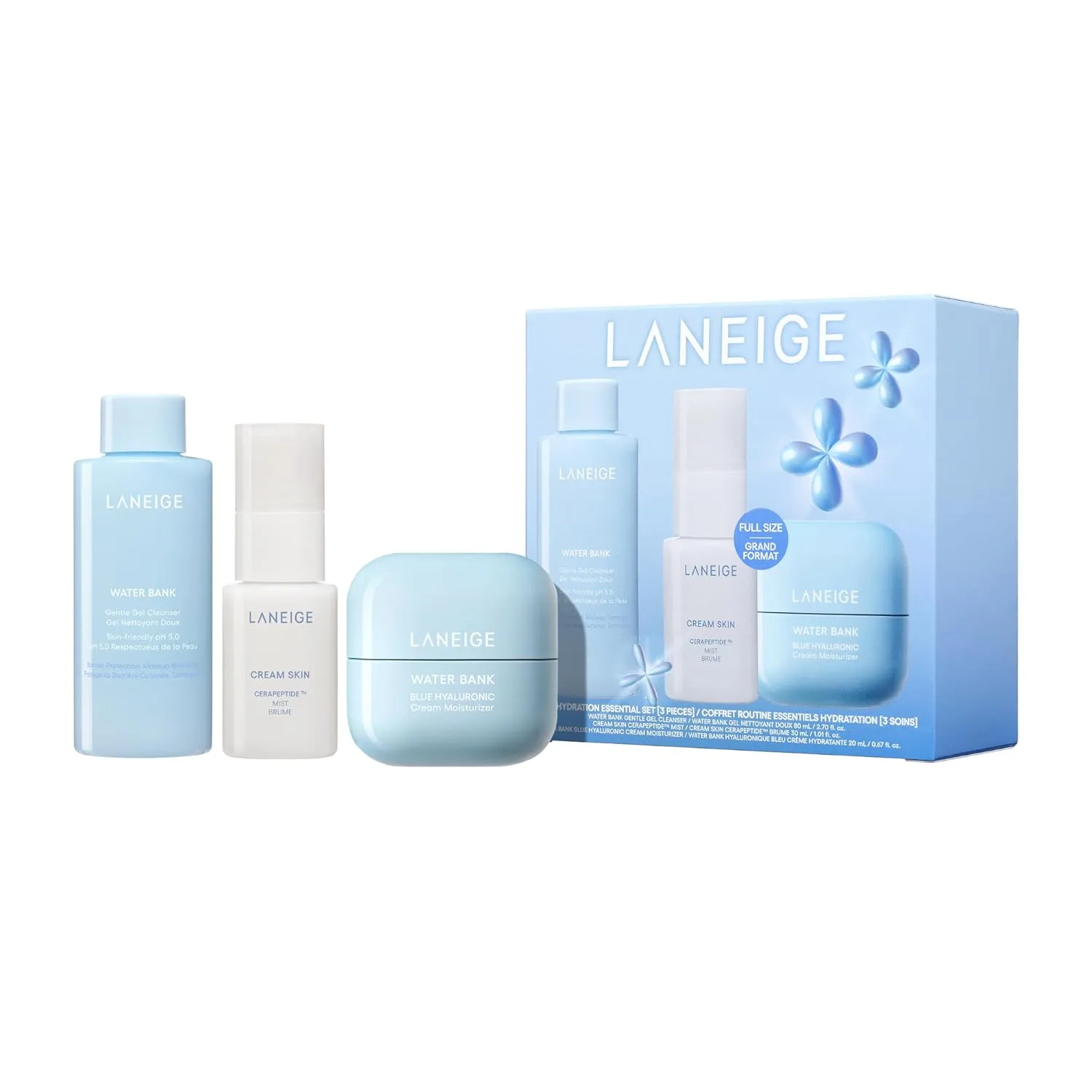 Увлажняющий крем LANEIGE Water Bank Blue с гиалуроновой кислотой: корейский увлажняющий крем для лица со скваланом и церамидами для поддержки кожного барьера, протестирован дерматологами.