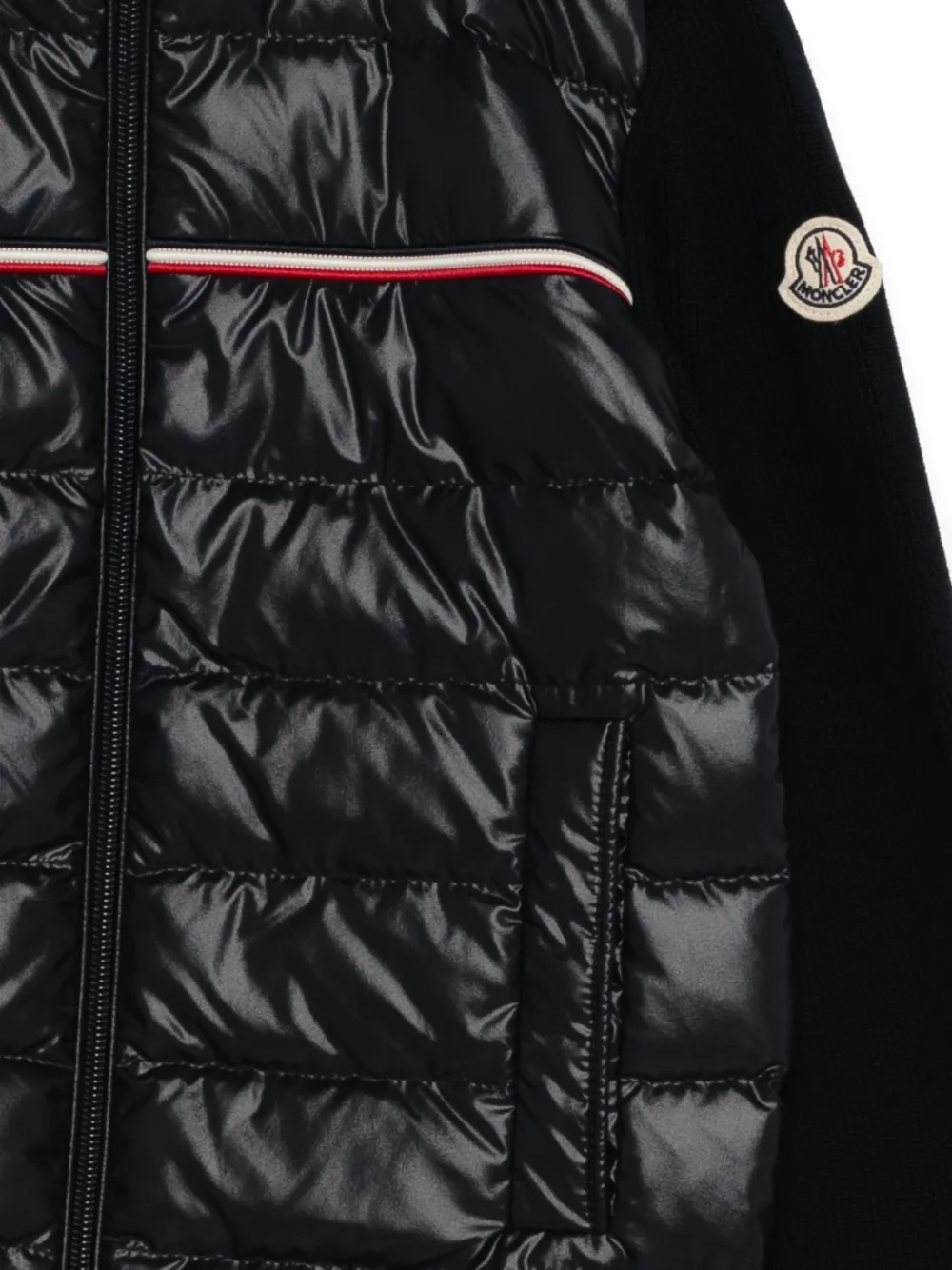 Стеганый кардиган в полоску Moncler Enfant, синий — фото 3