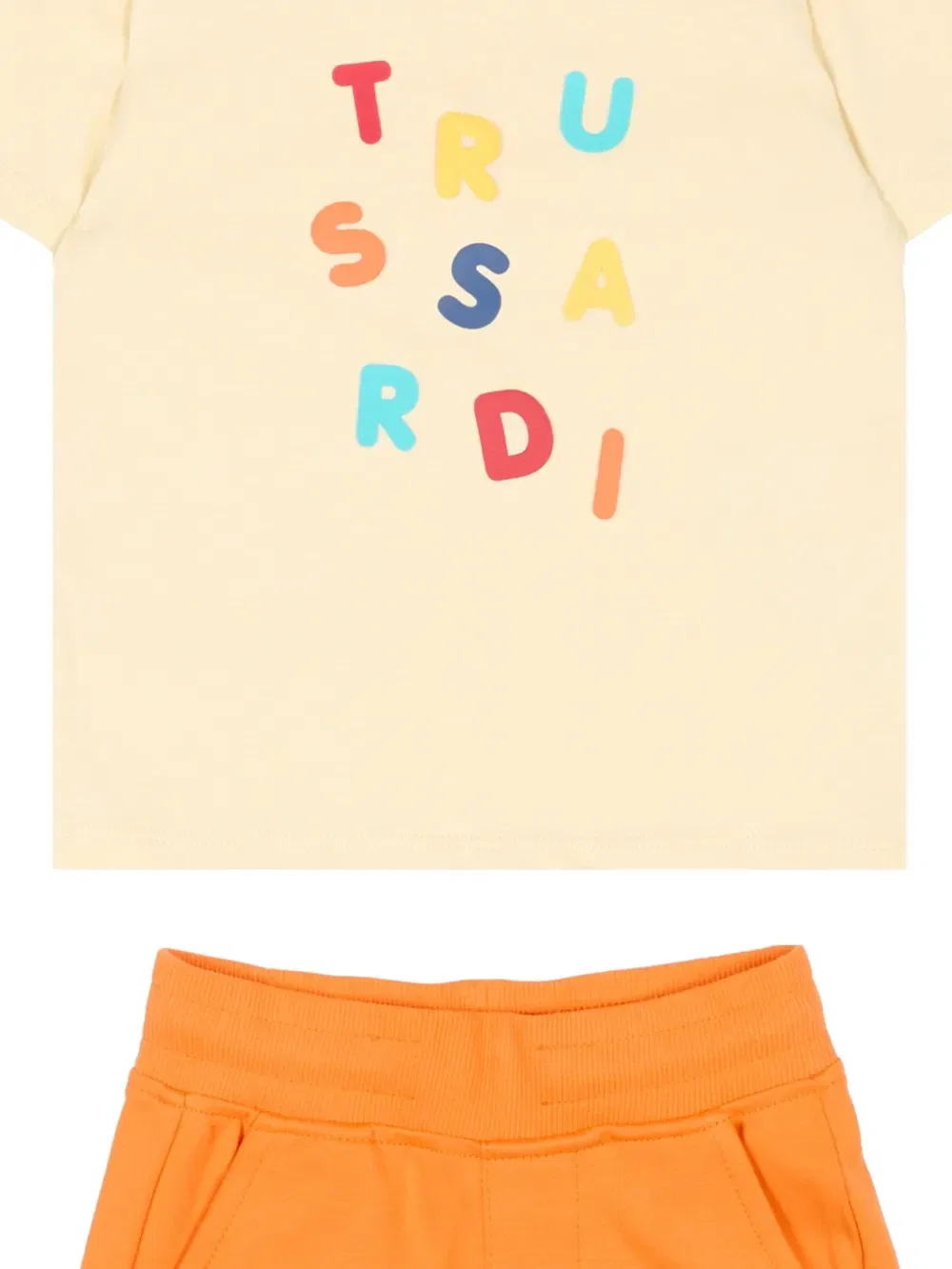 Комплект из футболки и шорт с логотипом Trussardi Junior, бежевый — фото 3