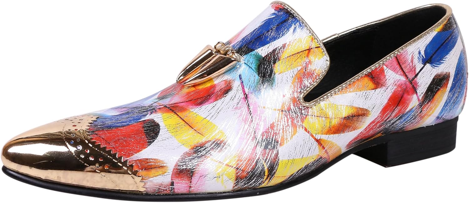 

Мужские лоферы Santimon мокасины из блестящей кожи с металлическим носком, повседневные, для вечернего образа, оранжевый