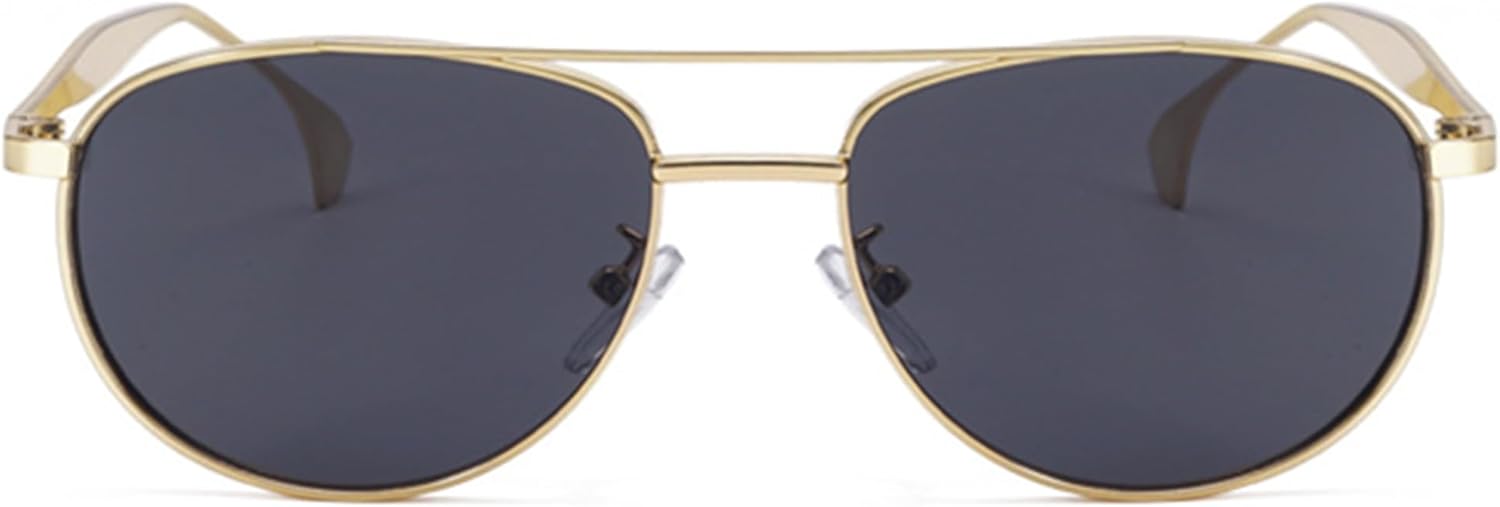 

bullabulling Винтажные солнцезащитные очки-пилот с двойной оправой 70-х годов для женщин и мужчин. Классические очки для активного отдыха в овальной оправе, дорожные очки, Gold Gray