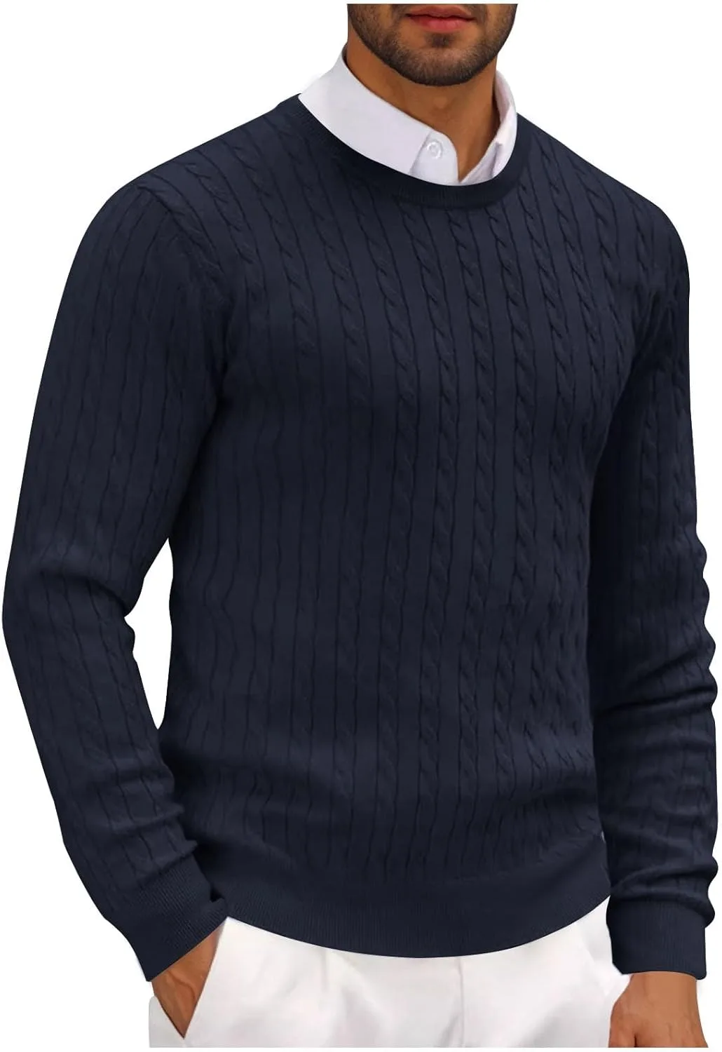 

Мужской свитер с круглым вырезом Basic Slim Fit