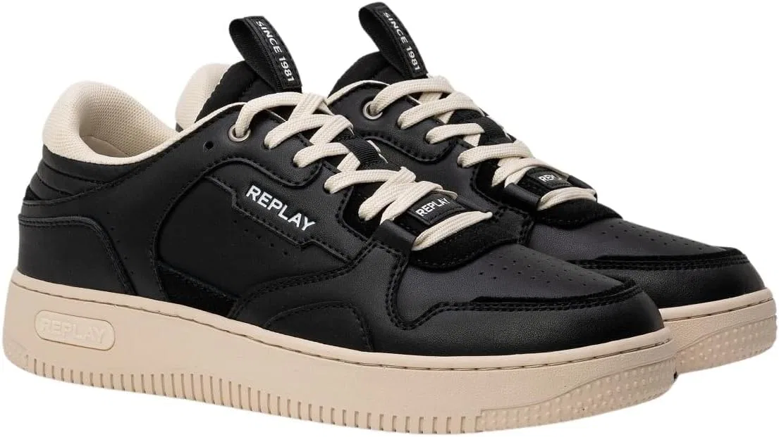 Кроссовки Replay Herren Sneaker aus Leder, 600 Black Off Wht