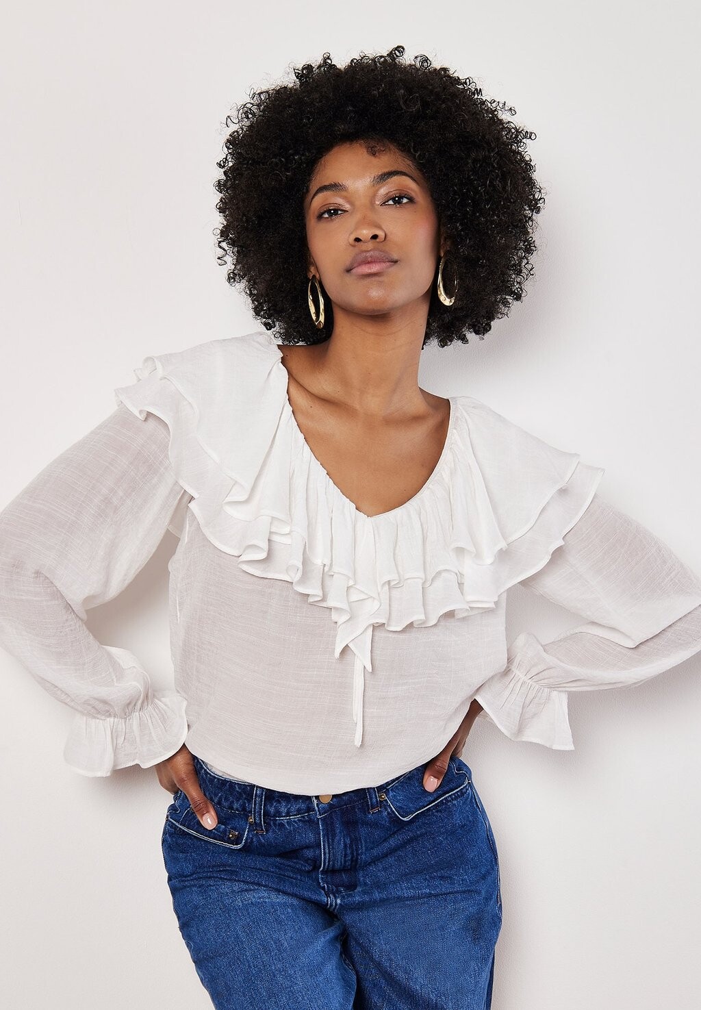 

Блуза RUFFLE COLLAR Apricot, белый