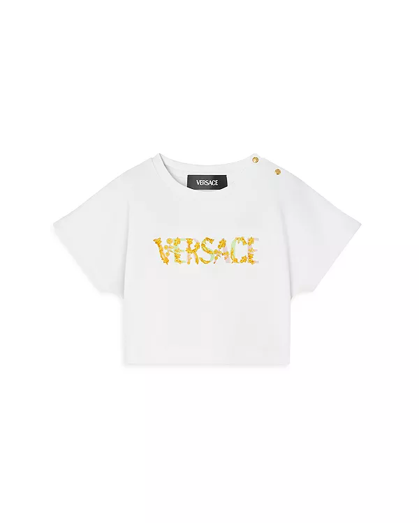 

Детская футболка с принтом в стиле барокко - для малышек. Versace, белый
