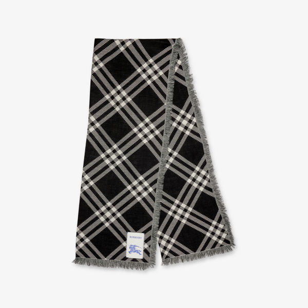 

Широкий шерстяно-шелковый шарф в клетку Burberry, мультиколор