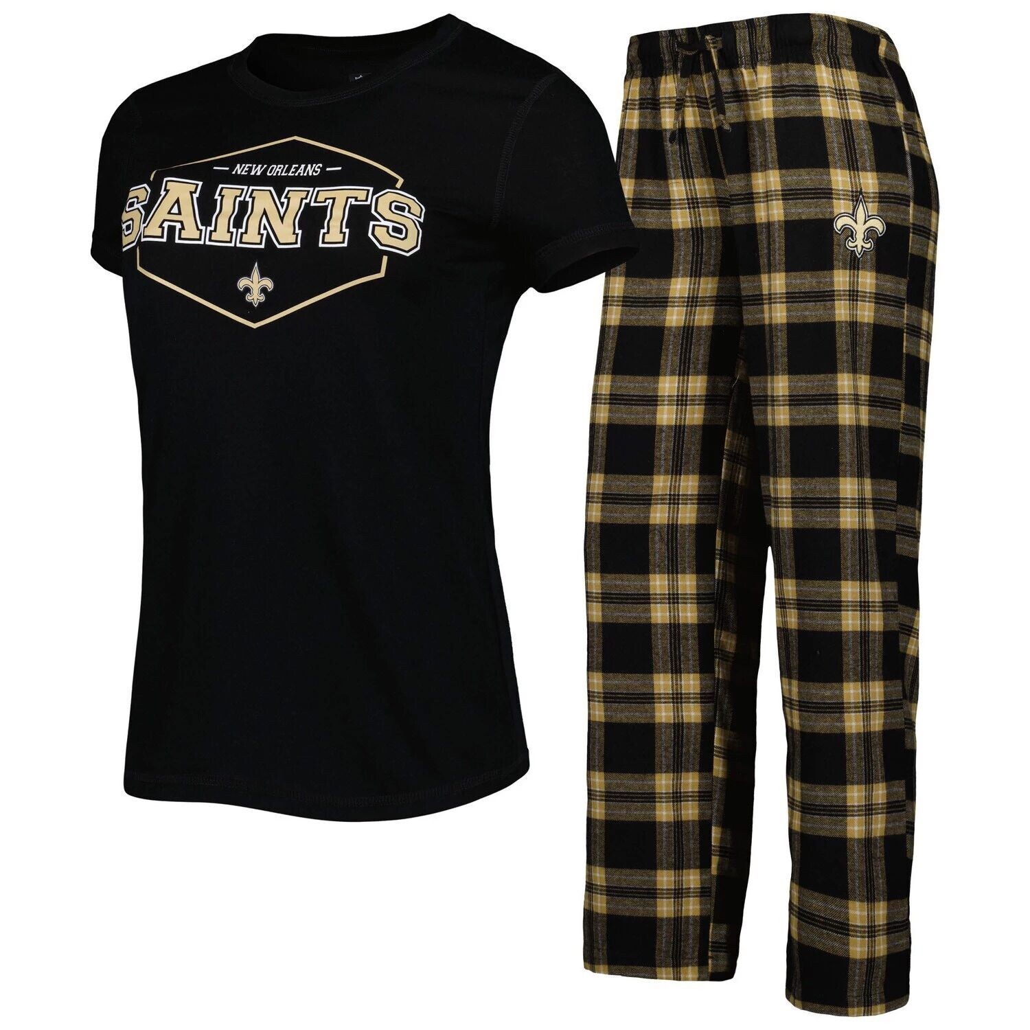 

Женская спортивная черная/золотая футболка и брюки с логотипом New Orleans Saints большого размера, комплект для сна, Черный, Женская спортивная черная/золотая футболка и брюки с логотипом New Orleans Saints большого размера, комплект для сна