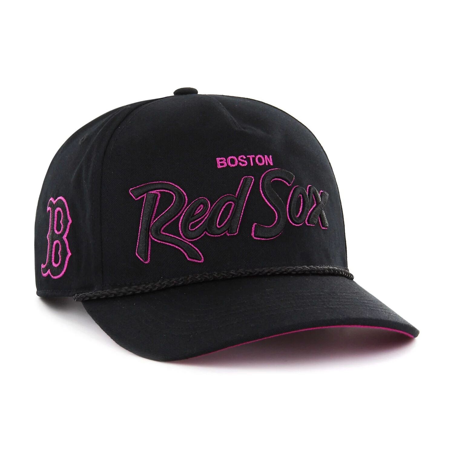 

Мужская черная бейсболка Boston Red Sox '47 Hitch Orchid Undervisor Snapback