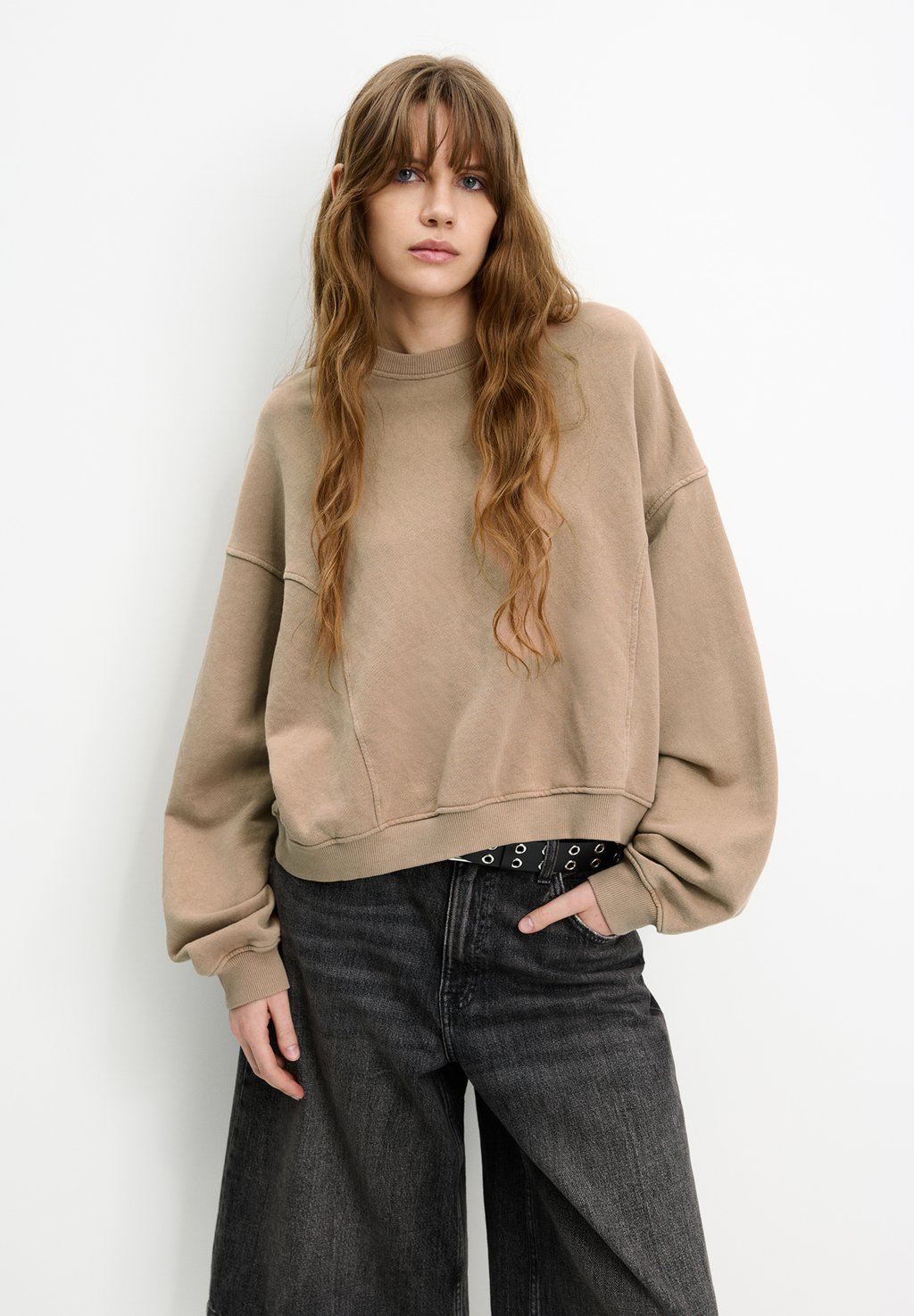 

Толстовка BOXY FIT WITH SEAM DETAIL PULL&BEAR, розовый