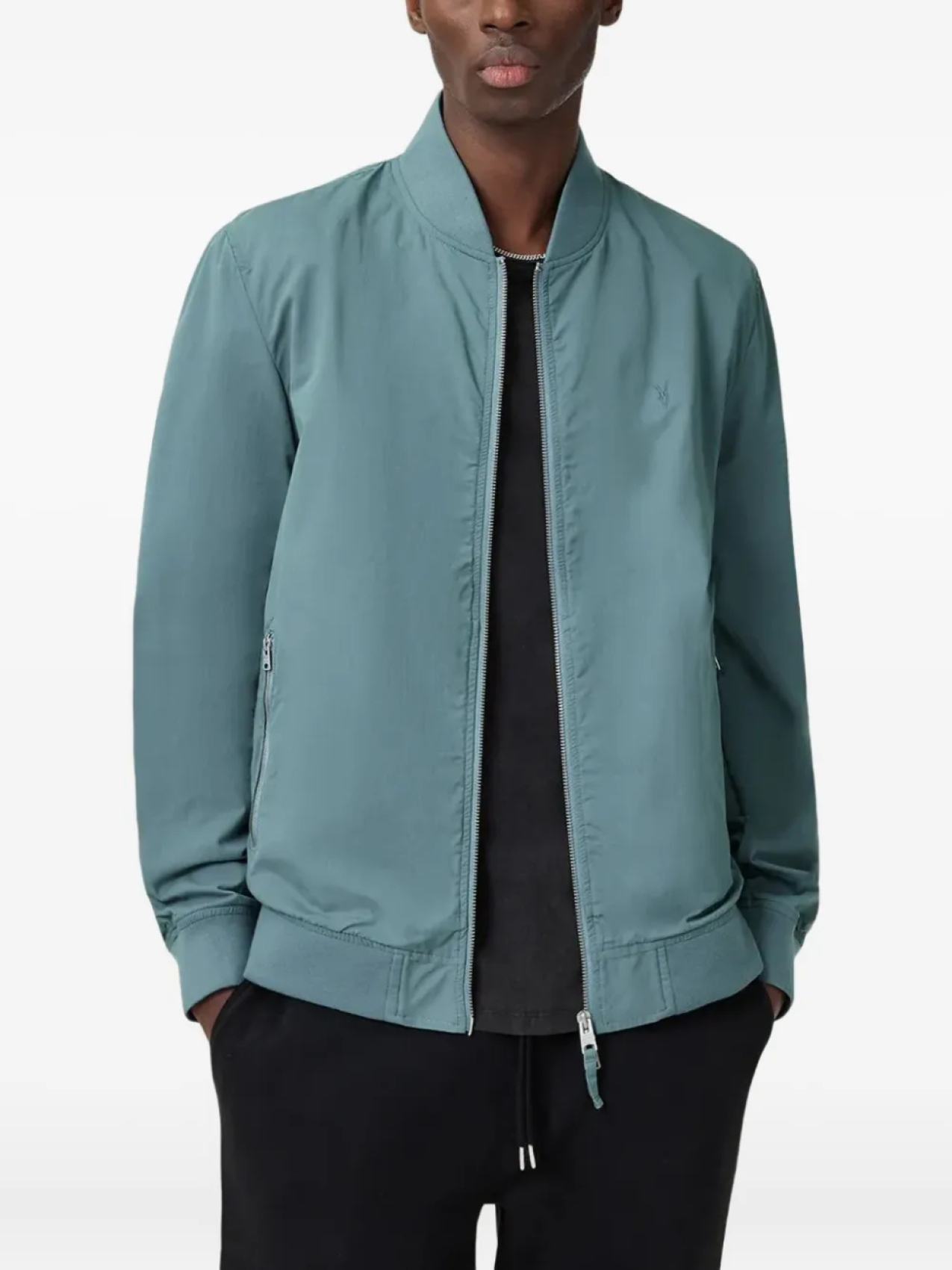 

AllSaints бомбер с вышитым логотипом, синий