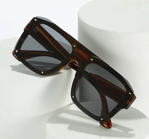 

Модные квадратные солнцезащитные очки для мужчин, большие панк-очки, черные солнцезащитные очки для женщин, винтажные очки с заклепками MTZJH, C1black-black