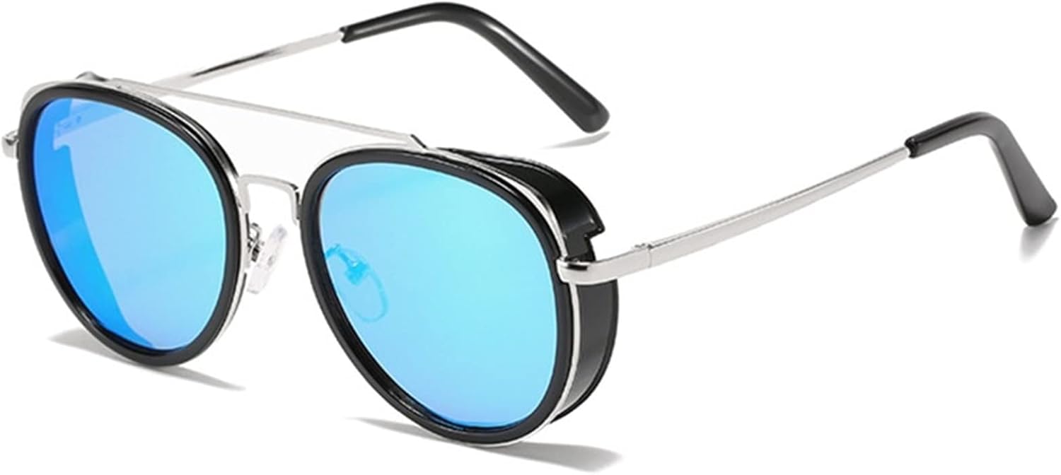 

Круглые солнцезащитные очки в стиле панк с металлическим блеском 2026 года для мужчин и женщин, для отдыха на природе, пляжа и в тени (Цвет: A, Размер: Средний) MTZJH, One Color