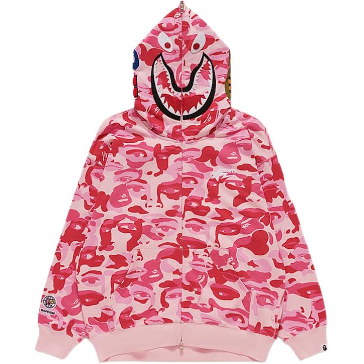 

A BATHING APE Бейп И КидСупер Камуфляжная Акула Полная Молния Толстовка, Pink
