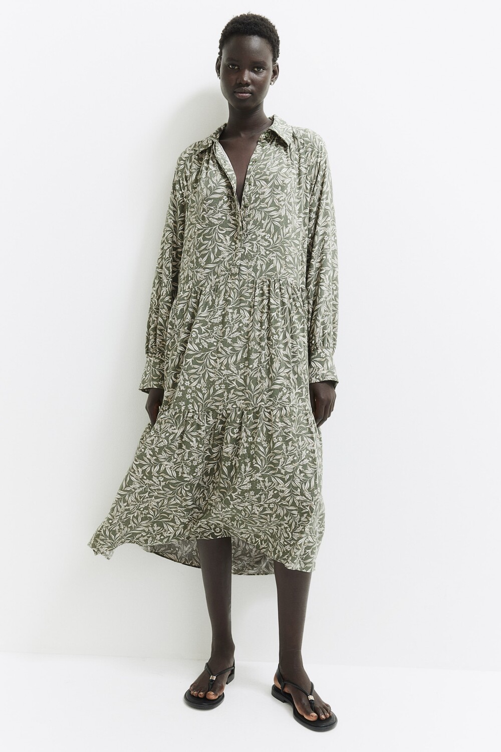 

Платье-Блузка длины миди H&M, хаки