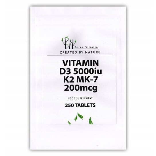 

Forest Vitamin, Витамин D3 5000 МЕ K2 Mk-7 200 мкг 250 таблеток