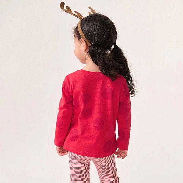 Весенне-осенний комплект одежды для девочек: свитшот с рождественским принтом и полосатые брюки Mykids-Usa — фото 3