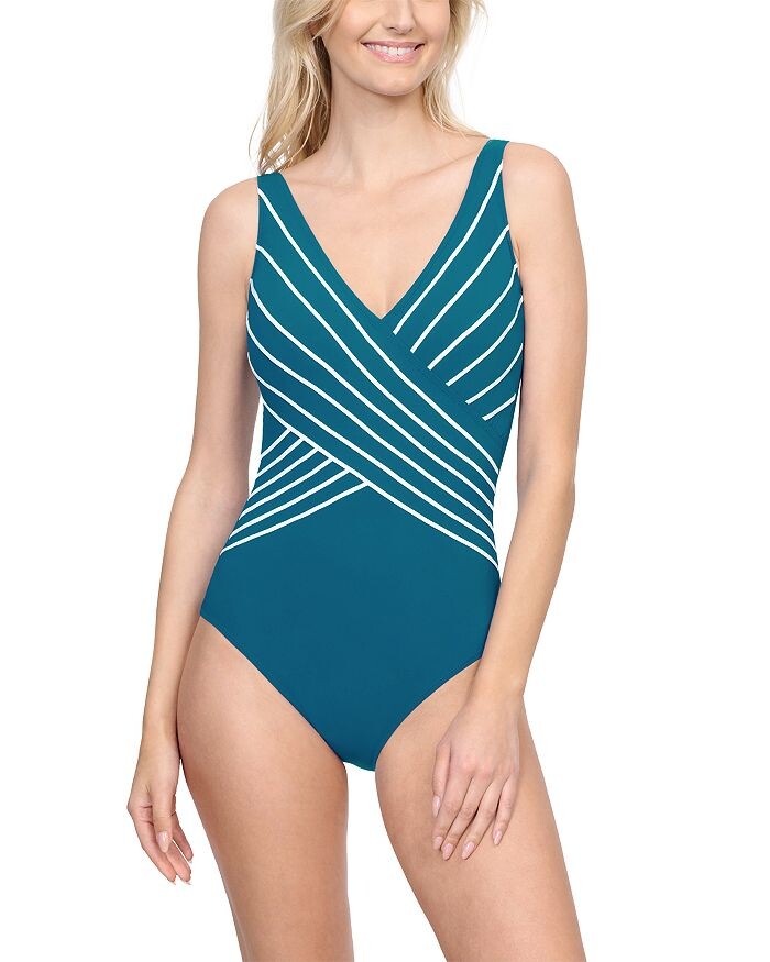 

Цельный купальник Gottex Embrace Surplice с контролем живота, синий