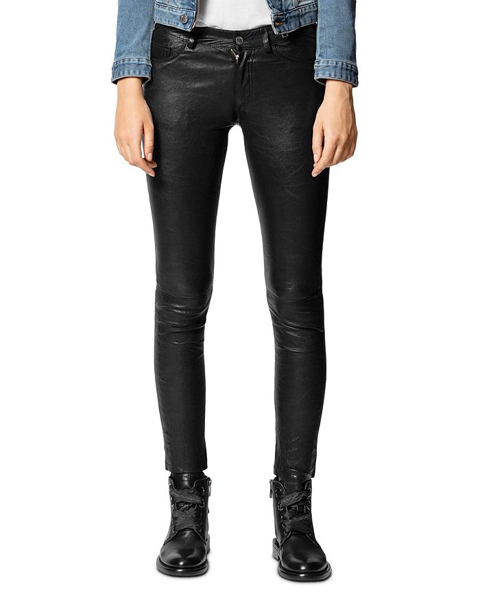 

Брюки из жатой кожи Phlame Zadig & Voltaire, черный