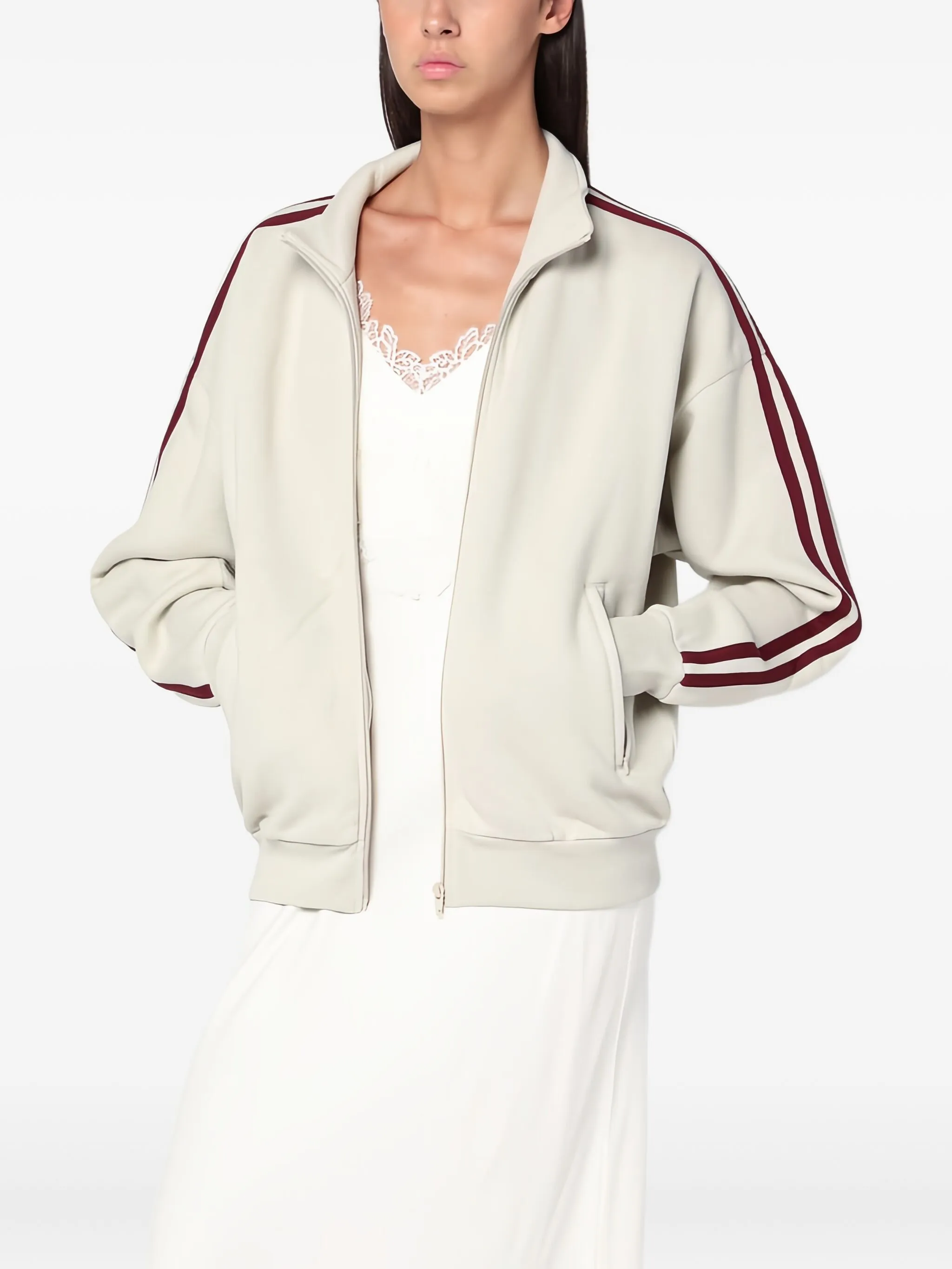 

Свитер в полоску на молнии 6397, нейтральный