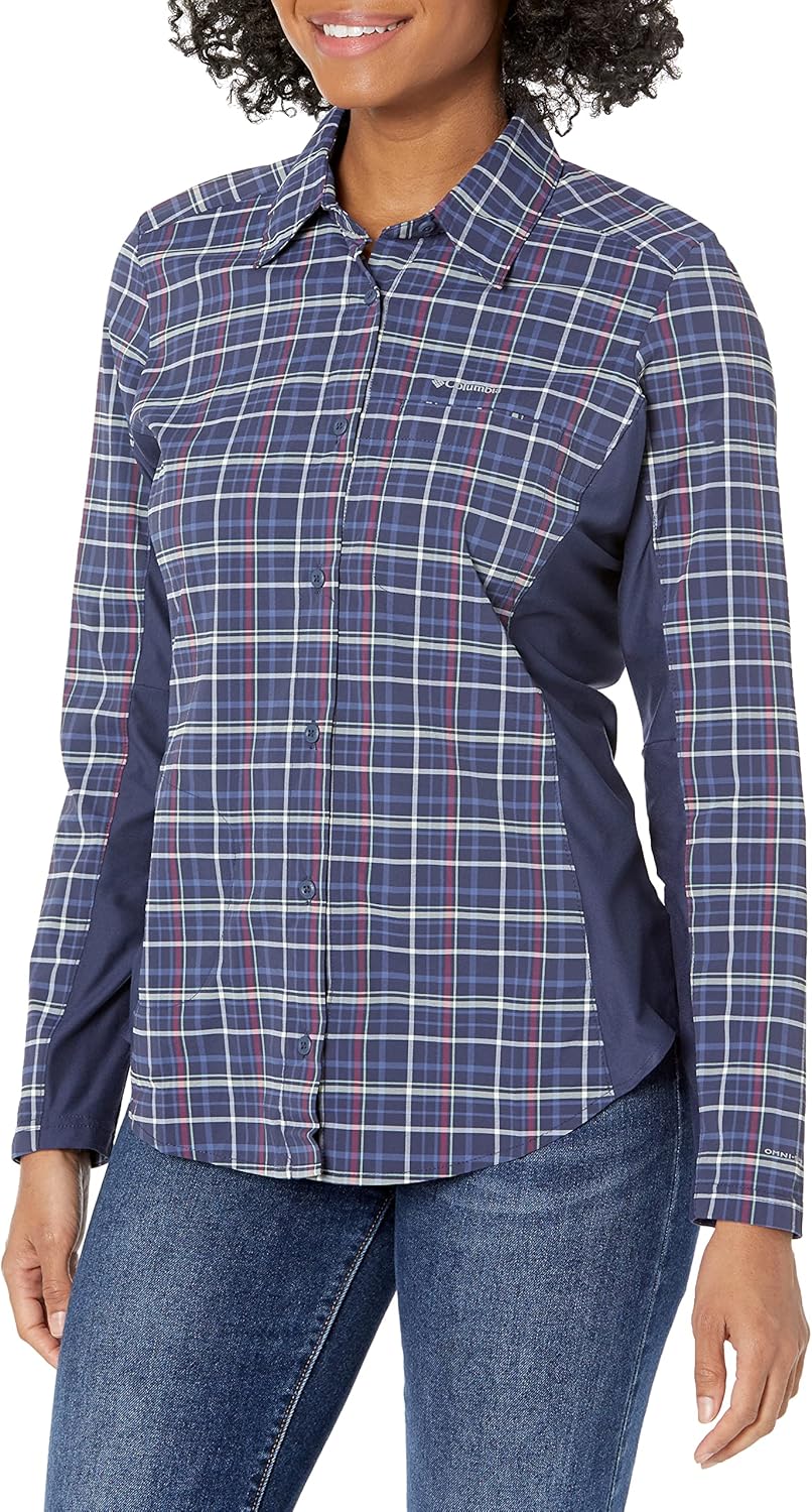 

Columbia Womens Claudia Ridge Long Sleeve ShirtТуристическая рубашка, Nocturnal/Open Field Plaid