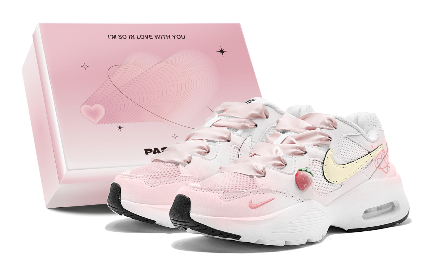 Nike Женские бело-розовые кеды Air Max Fusion с амортизацией, противоскользящей подошвой и дышащим верхом, цвет White Pink