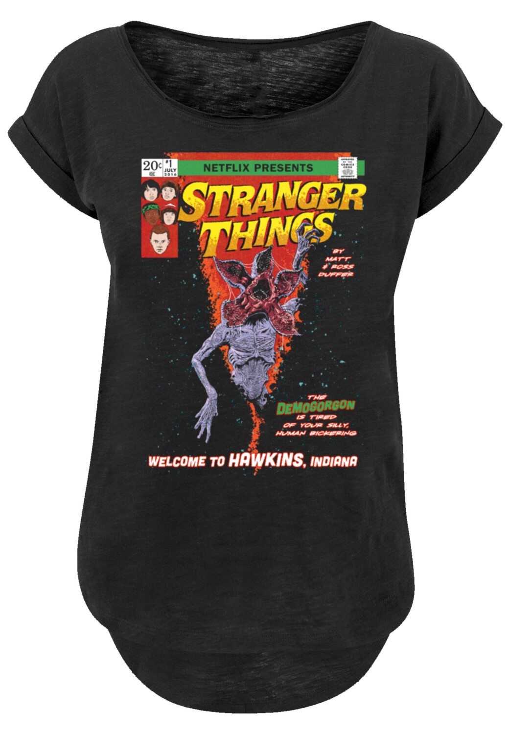 

Футболка F4NT4STIC Stranger Things Comic Cover Netflix TV Series, черный