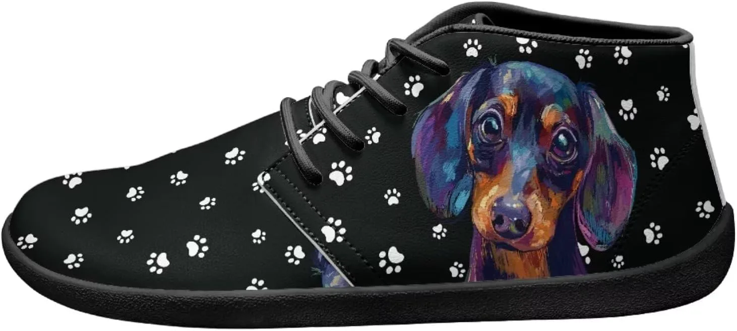Ботинки Чакка Forchrinse Dachshund с леопардовым принтом для мужчин, кожаные лоферы на шнуровке, легкая обувь для ходьбы с широким носком, размеры США 6-14 — фото 4