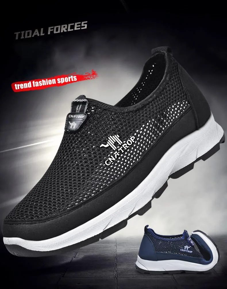 

Мужские удобные мокасины Boxpopla с быстрой сушкой для прогулок, легкие походные туфли, слипоны из дышащей сетки, повседневная обувь, противоскользящие модные балетки, кроссовки для вождения, синий