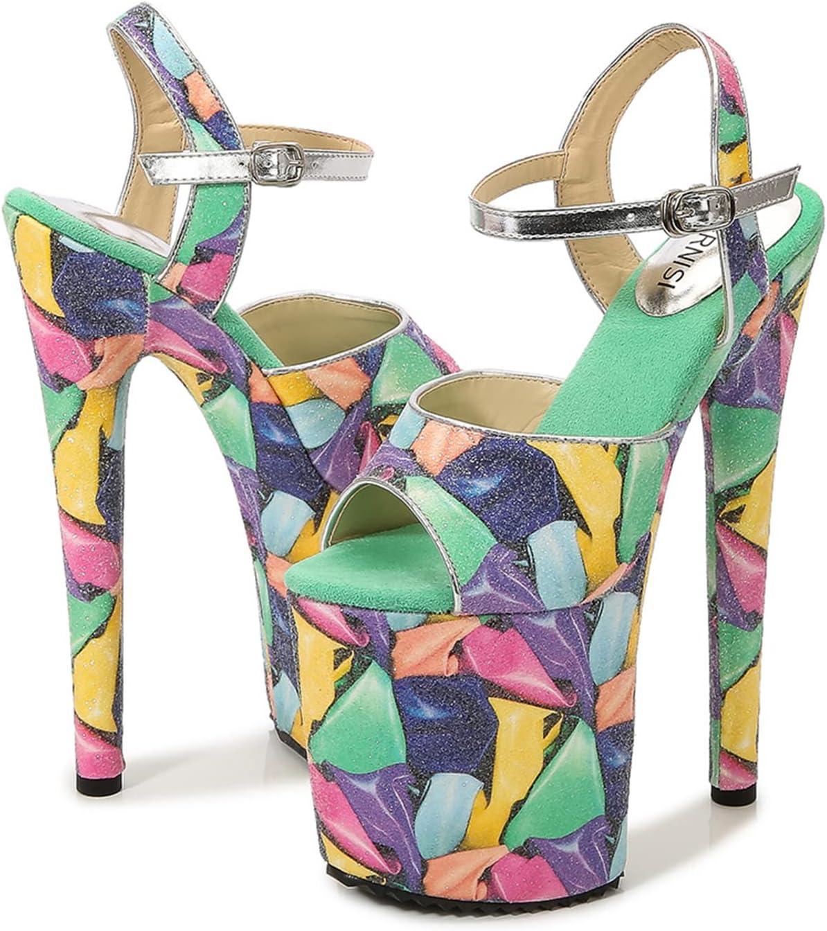 

Женские туфли на высоком каблуке 20 см, шпилька, модель для подиума, сексуальные клубные, мужские псевдомать, обратные стринг-туфли Yekgfud, зеленый