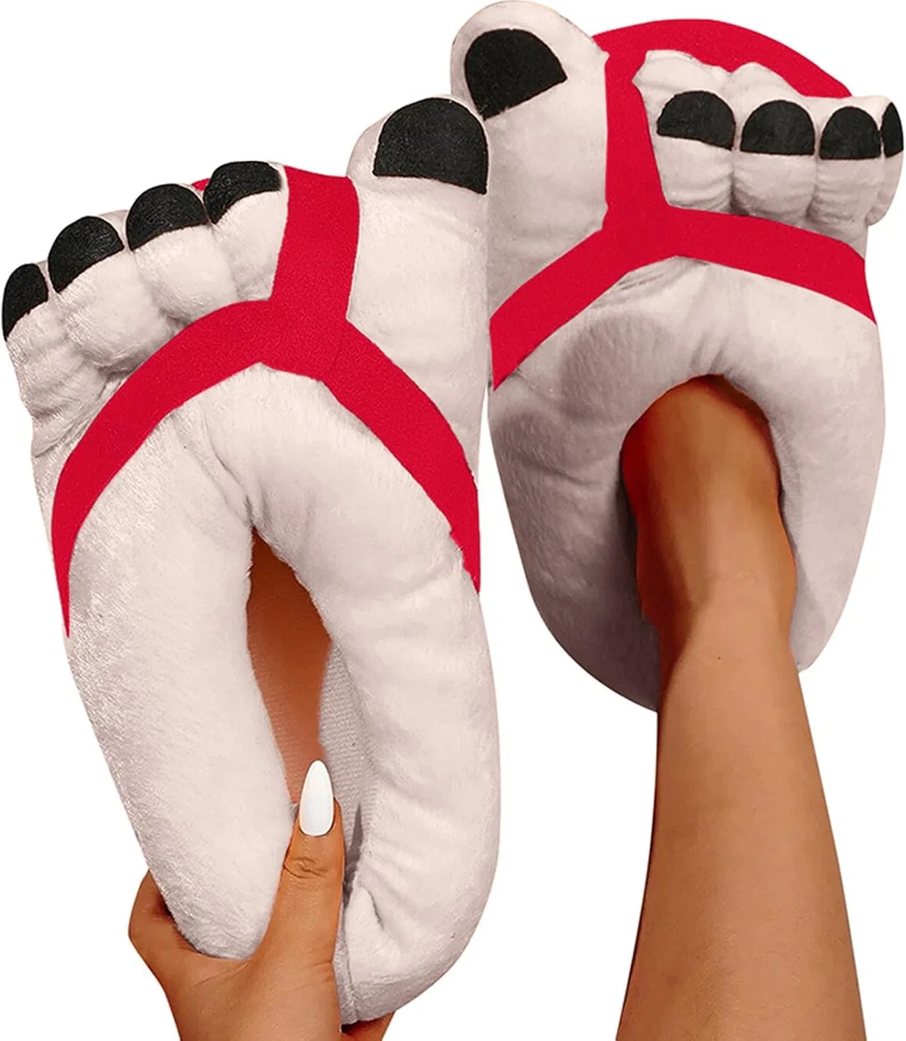 Забавные тапочки для большого пальца ноги Pantuflas Chistosas Fantasy Big Toe Non-Slip Warm Soft Fluffy Cotton In Home Outdoor Slippers Dasongff, Red — фото 2