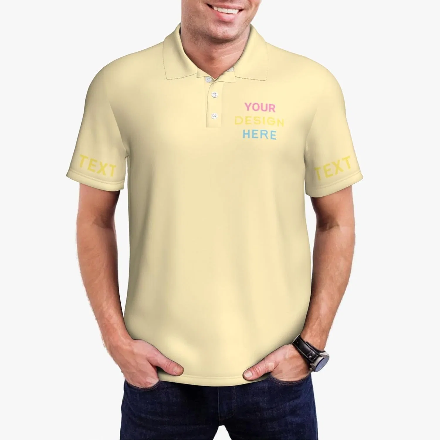 Поло для мужчин, Custom, Tender Yellow — фото 2