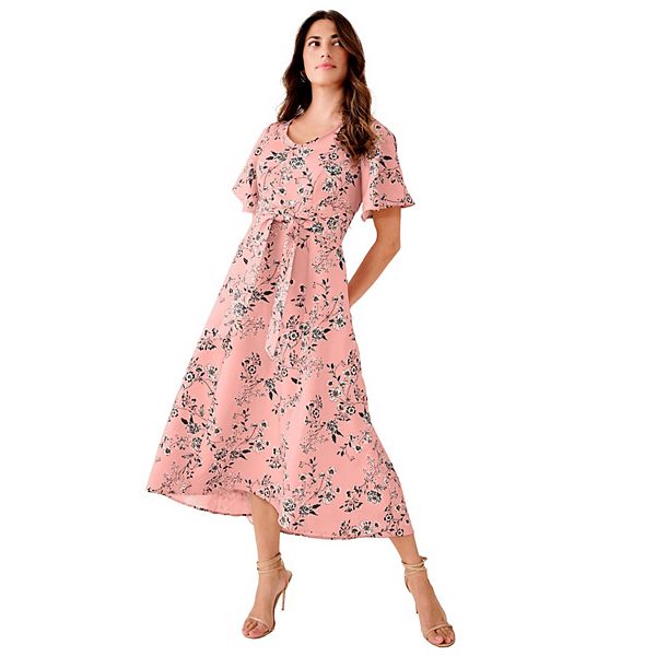 

Женское платье макси с рукавом-крылышком и V-образным вырезом, plus size Roaman'S, Blush Rose Garden