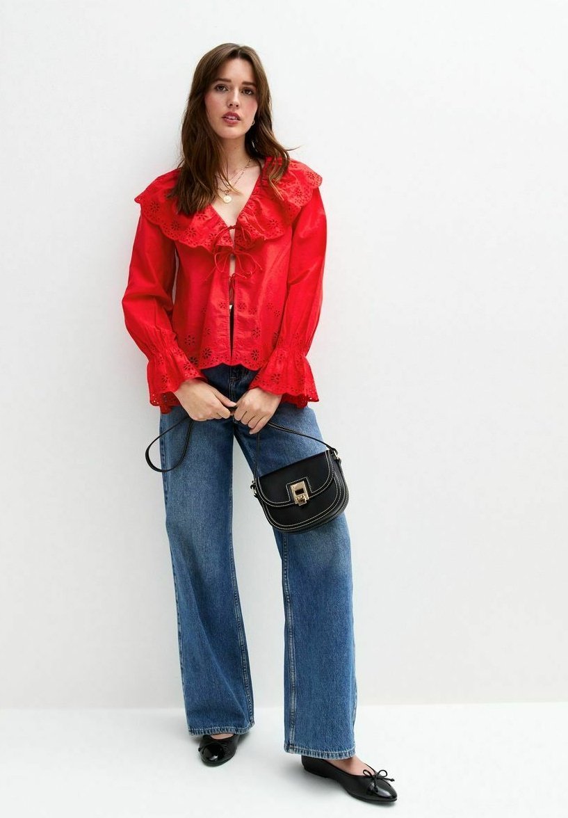 

Блуза BRODERIE ANGLAISE FRILL COLLAR New Look, красный