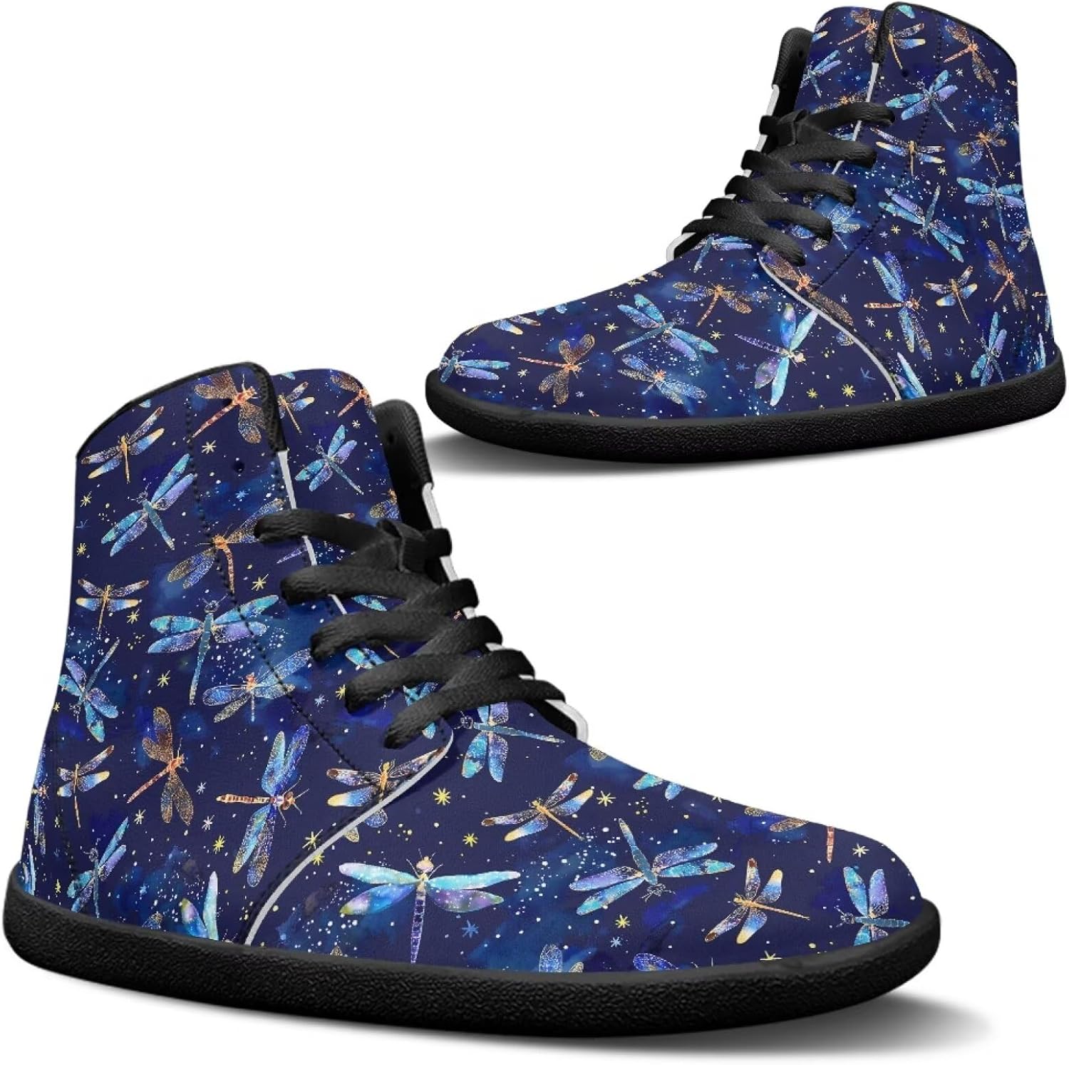 

Унисекс высокие кеды из ПУ-кожи для повседневной носки, шнуровка, нескользящие, стиль barefoot Goronwyfloyd, мультиколор