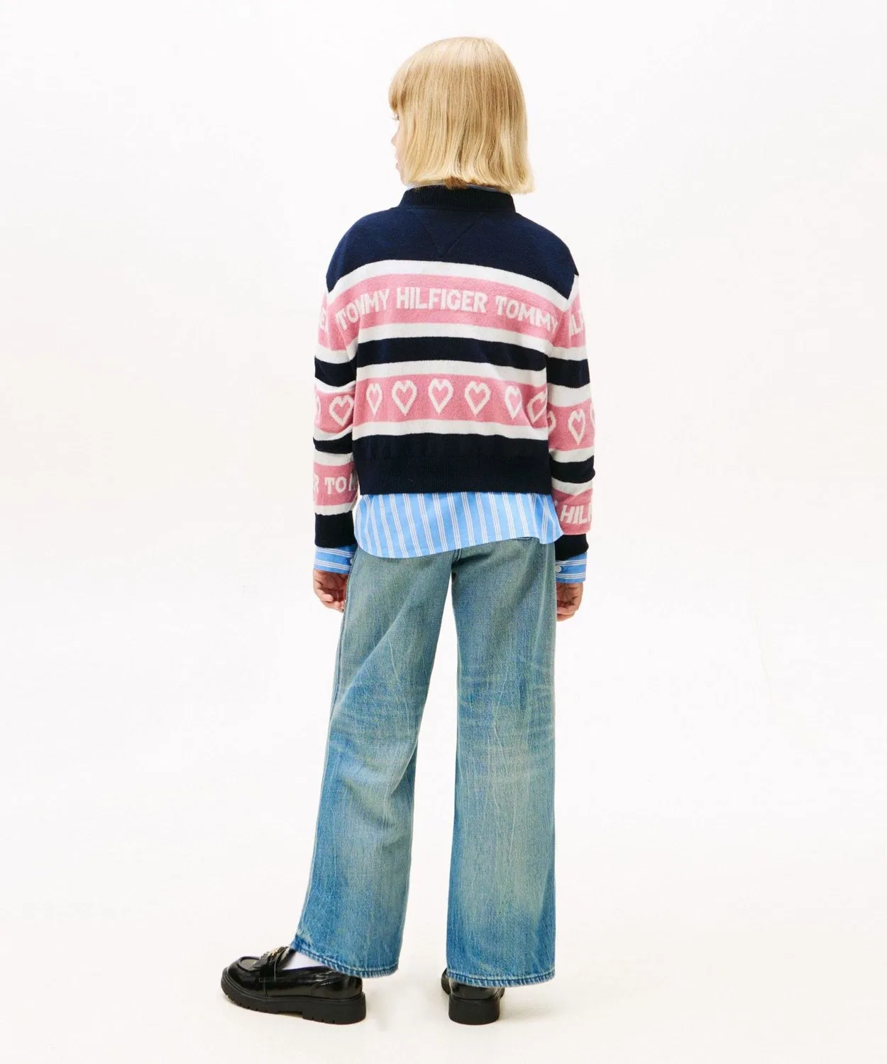 Свитер детский Tommy Hilfiger с интарсией, хлопковый, тёмно-синий — фото 2