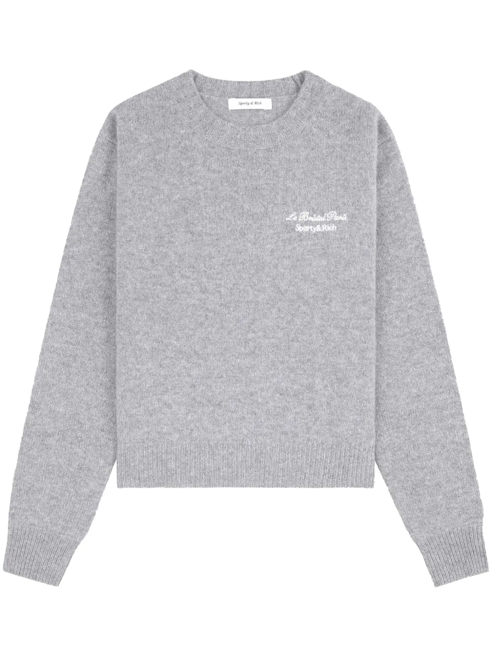 

Кашемировый джемпер с вышитым логотипом Sporty & Rich, серый