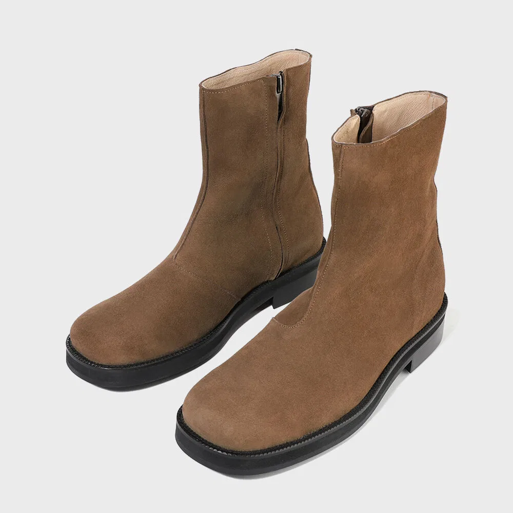 Мужские замшевые ботинки на молнии Mid Brown с подошвой Vibram от Firenze.A