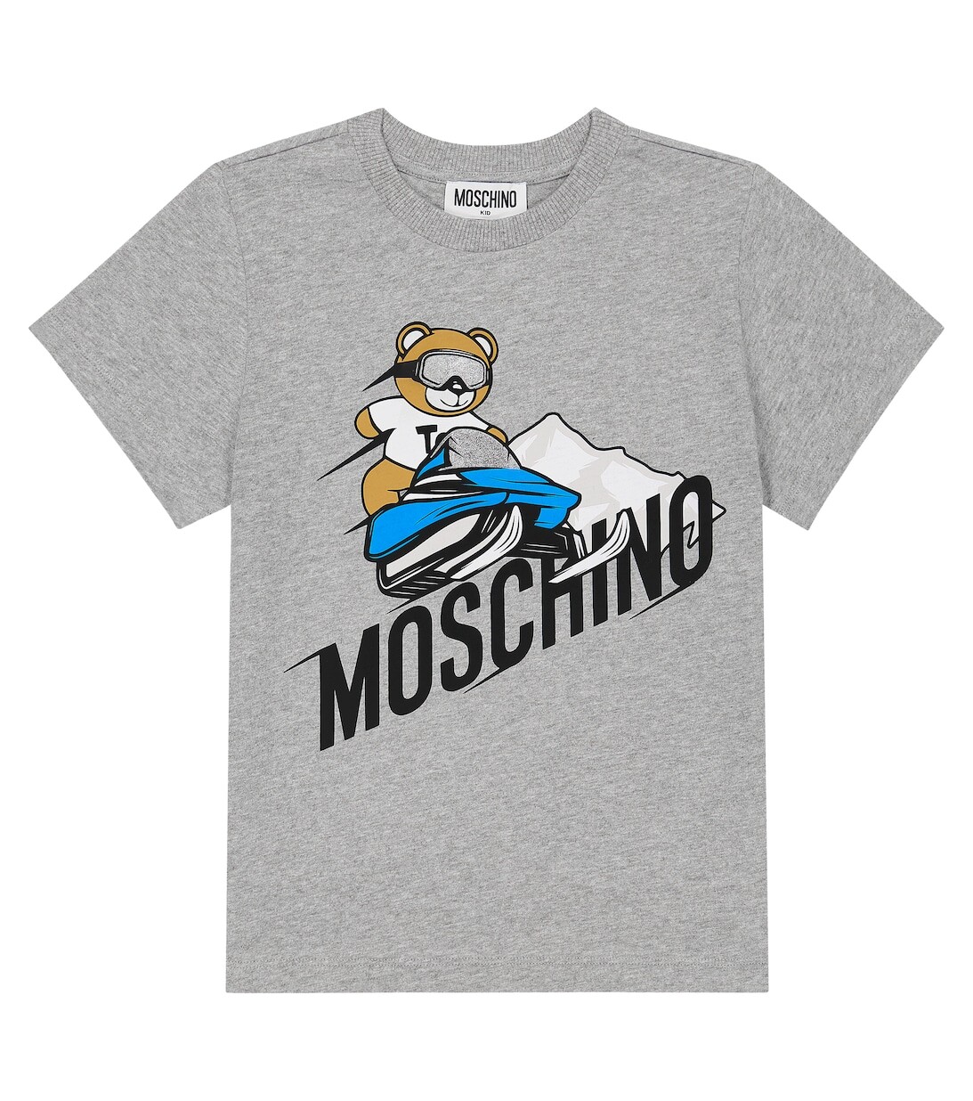 

Футболка из хлопкового джерси с принтом Moschino, серый