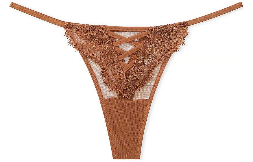 Victoria's Secret Трусы-стринги dream angels boho floral, коричневые, мужские, 1 шт