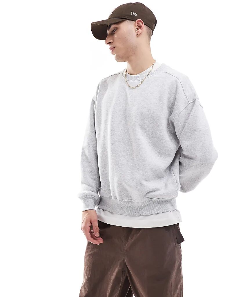 

Свитер с круглым вырезом из хлопка On box fit серого цвета Cotton:On
