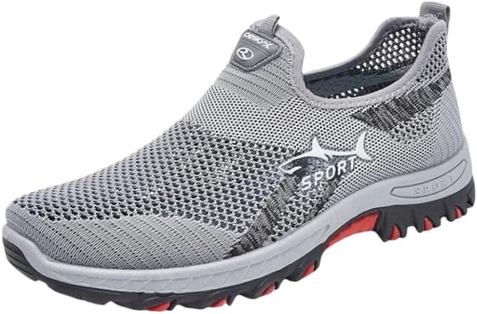 

Кроссовки большого размера для мужчин с дышащей сеткой - легкая спортивная обувь для весны/лета с прочной резиновой подошвой для повседневной носки Fusecottc, серый